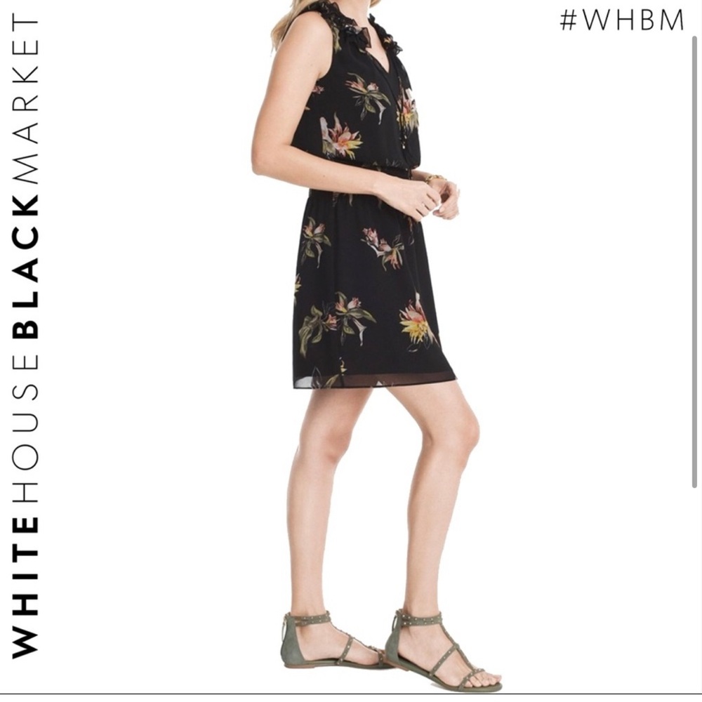 WHBM Sleeveless Floral-Print Blouson Dress